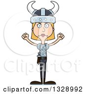 Cartoon Angry Tall Skinny White Woman Viking