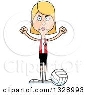Poster, Art Print Of Cartoon Angry Tall Skinny White Woman Volleyball Player