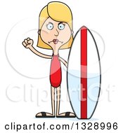 Poster, Art Print Of Cartoon Angry Tall Skinny White Woman Surfer