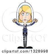Clipart Of A Cartoon Angry Tall Skinny White Futuristic Space Woman Royalty Free Vector Illustration