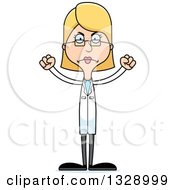 Clipart Of A Cartoon Angry Tall Skinny White Woman Scientist Royalty Free Vector Illustration