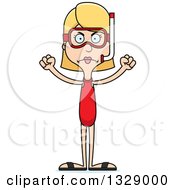 Poster, Art Print Of Cartoon Angry Tall Skinny White Woman In Snorkel Gear