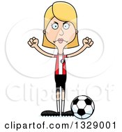 Poster, Art Print Of Cartoon Angry Tall Skinny White Woman Soccer Player