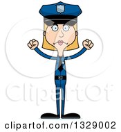 Cartoon Angry Tall Skinny White Woman Police Officer