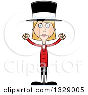 Clipart Of A Cartoon Angry Tall Skinny White Woman Circus Ringmaster Royalty Free Vector Illustration