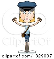 Poster, Art Print Of Cartoon Happy Tall Skinny White Woman Mail Worker