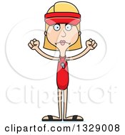 Clipart Of A Cartoon Angry Tall Skinny White Woman Lifeguard Royalty Free Vector Illustration