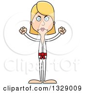 Poster, Art Print Of Cartoon Angry Tall Skinny White Karate Woman