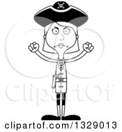 Poster, Art Print Of Cartoon Black And White Angry Tall Skinny White Woman Pirate