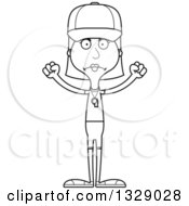 Poster, Art Print Of Cartoon Black And White Angry Tall Skinny White Woman Sports Coach