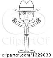 Poster, Art Print Of Cartoon Black And White Angry Tall Skinny White Cowgirl Woman