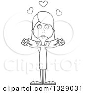 Lineart Clipart Of A Cartoon Black And White Angry Tall Skinny White Woman Cupid Royalty Free Outline Vector Illustration