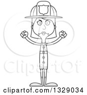 Poster, Art Print Of Cartoon Black And White Angry Tall Skinny White Woman Firefighter