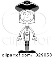 Poster, Art Print Of Cartoon Black And White Happy Tall Skinny White Woman Pirate