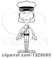 Poster, Art Print Of Cartoon Black And White Happy Tall Skinny White Woman Mail Worker