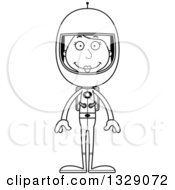 Poster, Art Print Of Cartoon Black And White Happy Tall Skinny White Woman Astronaut