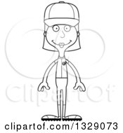 Poster, Art Print Of Cartoon Black And White Happy Tall Skinny White Woman Baseball Player
