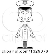 Poster, Art Print Of Cartoon Black And White Happy Tall Skinny White Woman Boat Captain