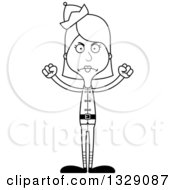 Poster, Art Print Of Cartoon Black And White Angry Tall Skinny White Christmas Elf Woman