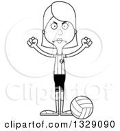 Poster, Art Print Of Cartoon Black And White Angry Tall Skinny White Woman Volleyball Player