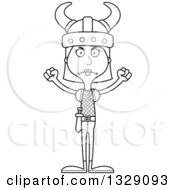 Cartoon Black And White Angry Tall Skinny White Woman Viking