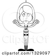 Poster, Art Print Of Cartoon Black And White Angry Tall Skinny White Futuristic Space Woman