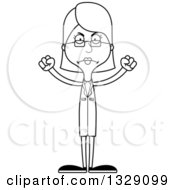 Poster, Art Print Of Cartoon Black And White Angry Tall Skinny White Woman Scientist