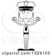 Poster, Art Print Of Cartoon Black And White Angry Tall Skinny White Woman Police Officer
