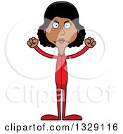 Clipart Of A Cartoon Angry Tall Skinny Black Woman In Footie Pajamas Royalty Free Vector Illustration by Cory Thoman