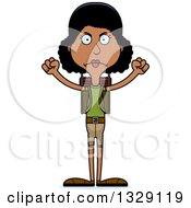 Clipart Of A Cartoon Angry Tall Skinny Black Woman Hiker Royalty Free Vector Illustration by Cory Thoman