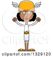 Clipart Of A Cartoon Angry Tall Skinny Black Hermes Woman Royalty Free Vector Illustration