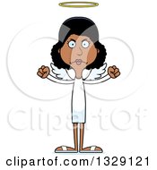 Clipart Of A Cartoon Angry Tall Skinny Black Woman Angel Royalty Free Vector Illustration
