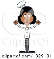Clipart Of A Cartoon Angry Tall Skinny Black Woman Chef Royalty Free Vector Illustration