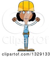 Clipart Of A Cartoon Angry Tall Skinny Black Woman Construction Worker Royalty Free Vector Illustration by Cory Thoman