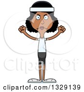 Clipart Of A Cartoon Angry Tall Skinny Black Fit Woman Royalty Free Vector Illustration