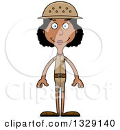 Clipart Of A Cartoon Happy Tall Skinny Black Woman Zookeeper Royalty Free Vector Illustration