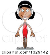 Cartoon Happy Tall Skinny Black Woman Wrestler
