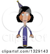 Clipart Of A Cartoon Happy Tall Skinny Black Wizard Woman Royalty Free Vector Illustration by Cory Thoman