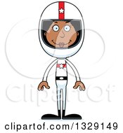 Clipart Of A Cartoon Happy Tall Skinny Black Woman Race Car Driver Royalty Free Vector Illustration by Cory Thoman
