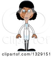 Cartoon Happy Tall Skinny Black Woman Scientist
