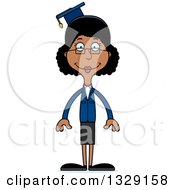 Cartoon Happy Tall Skinny Black Woman Professor