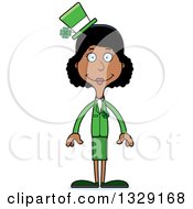 Clipart Of A Cartoon Happy Tall Skinny Black Irish St Patricks Day Woman Royalty Free Vector Illustration