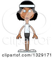 Clipart Of A Cartoon Happy Tall Skinny Black Fit Woman Royalty Free Vector Illustration