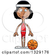 Poster, Art Print Of Cartoon Happy Tall Skinny Black Woman Basketball Player