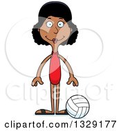 Poster, Art Print Of Cartoon Happy Tall Skinny Black Woman Beach Volleyball Player
