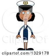 Poster, Art Print Of Cartoon Happy Tall Skinny Black Woman Boat Captain