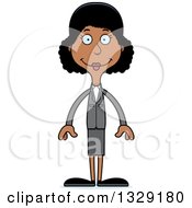 Clipart Of A Cartoon Happy Tall Skinny Black Business Woman Royalty Free Vector Illustration