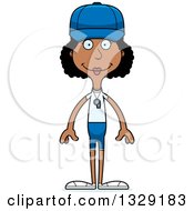 Clipart Of A Cartoon Happy Tall Skinny Black Woman Sports Coach Royalty Free Vector Illustration by Cory Thoman
