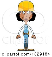 Poster, Art Print Of Cartoon Happy Tall Skinny Black Woman Construction Worker
