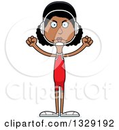 Clipart Of A Cartoon Angry Tall Skinny Black Woman Wrestler Royalty Free Vector Illustration by Cory Thoman
